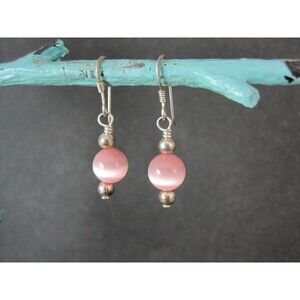 Simple Sterling Pink Cats Eye Earrings